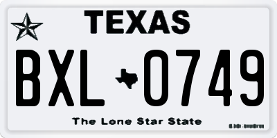 TX license plate BXL0749