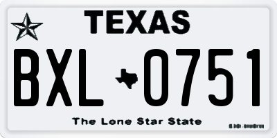 TX license plate BXL0751
