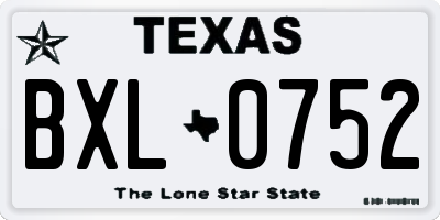 TX license plate BXL0752