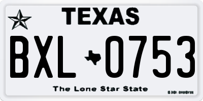 TX license plate BXL0753