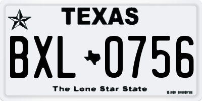 TX license plate BXL0756