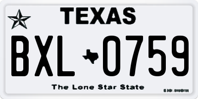 TX license plate BXL0759