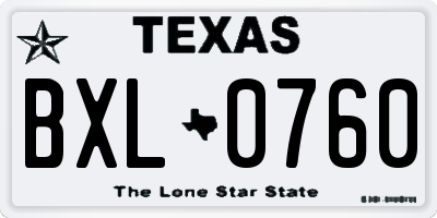 TX license plate BXL0760