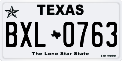 TX license plate BXL0763