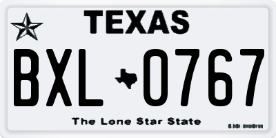 TX license plate BXL0767
