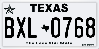 TX license plate BXL0768