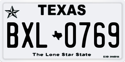 TX license plate BXL0769