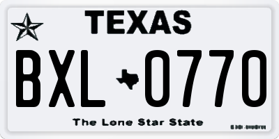 TX license plate BXL0770