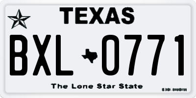 TX license plate BXL0771