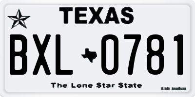 TX license plate BXL0781