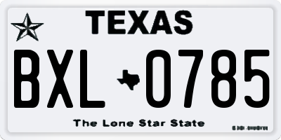 TX license plate BXL0785
