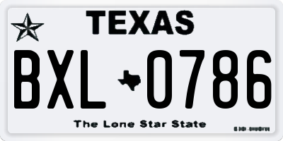 TX license plate BXL0786