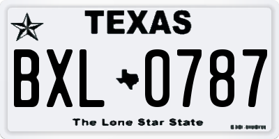 TX license plate BXL0787