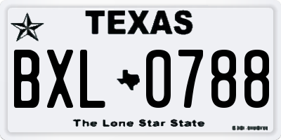 TX license plate BXL0788