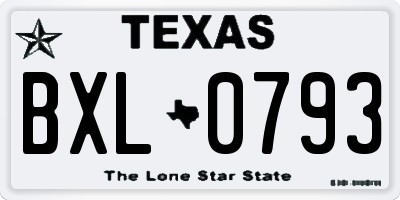 TX license plate BXL0793