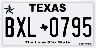 TX license plate BXL0795