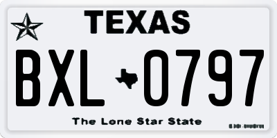 TX license plate BXL0797