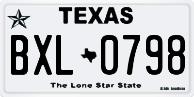 TX license plate BXL0798