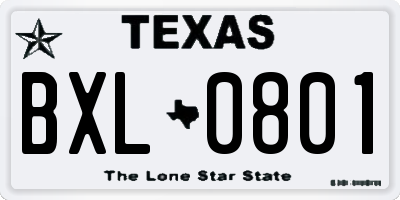 TX license plate BXL0801