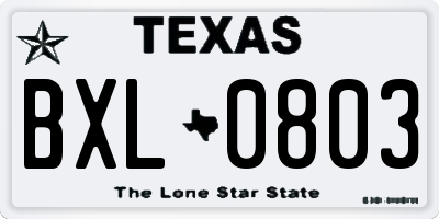 TX license plate BXL0803