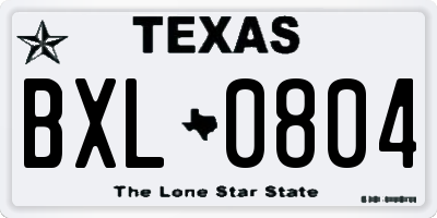 TX license plate BXL0804