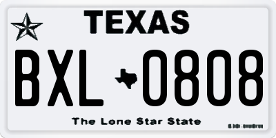 TX license plate BXL0808