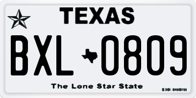 TX license plate BXL0809
