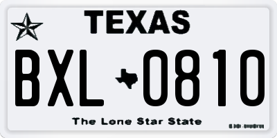 TX license plate BXL0810