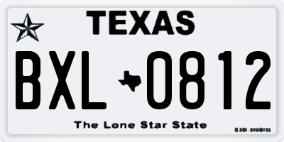 TX license plate BXL0812