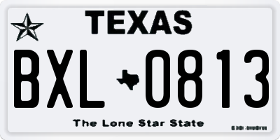 TX license plate BXL0813