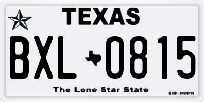 TX license plate BXL0815