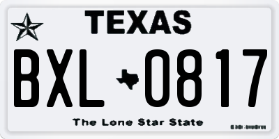TX license plate BXL0817