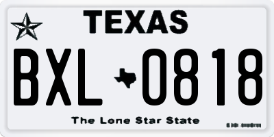 TX license plate BXL0818