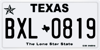 TX license plate BXL0819