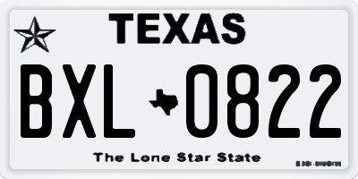 TX license plate BXL0822