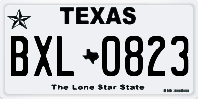 TX license plate BXL0823