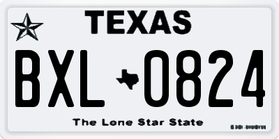 TX license plate BXL0824