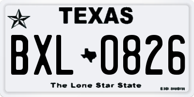 TX license plate BXL0826