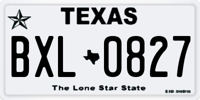 TX license plate BXL0827