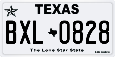TX license plate BXL0828