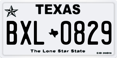 TX license plate BXL0829