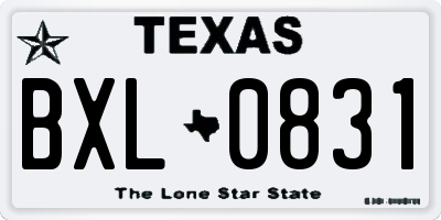 TX license plate BXL0831