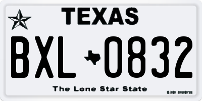 TX license plate BXL0832