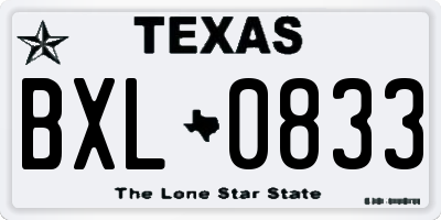 TX license plate BXL0833