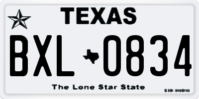 TX license plate BXL0834