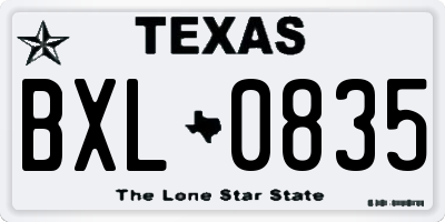 TX license plate BXL0835