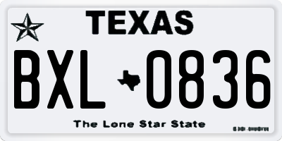 TX license plate BXL0836