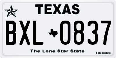 TX license plate BXL0837