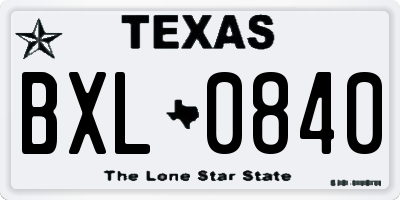 TX license plate BXL0840