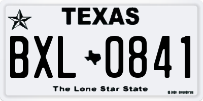 TX license plate BXL0841